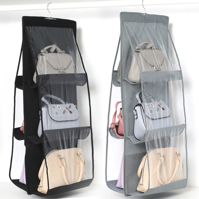 KIMBORA Handbag Organizer Storage Purse Bag Hanger with 6 Easy Access Deep  Pockets 2 Packs for Closet Wall, Gray : Amazon.in: Home & Kitchen